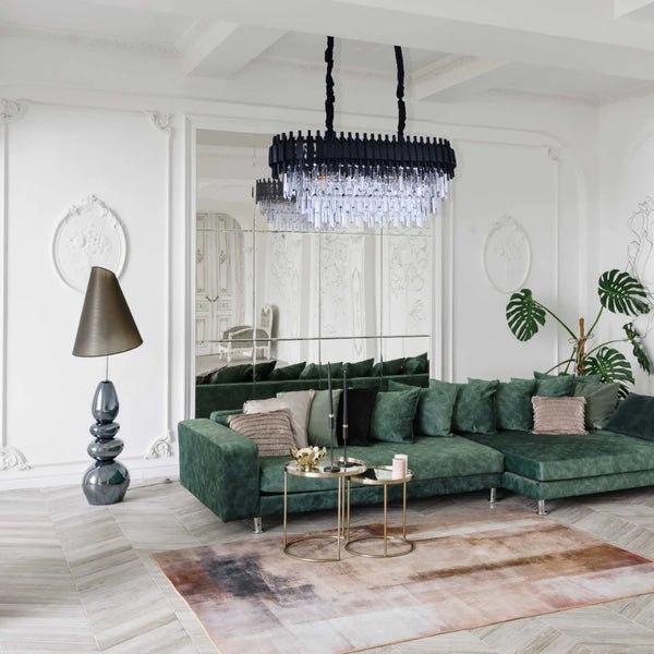 Metropolitan Square Beam Design Tiered Crystal Modern Chandelier Ceiling Light