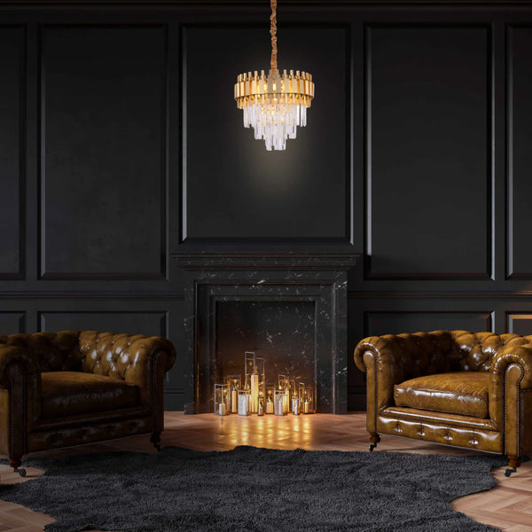 Metropolitan Square Beam Design Tiered Crystal Modern Chandelier Ceiling Light