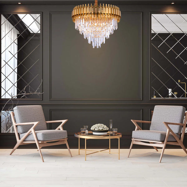 Metropolitan Square Beam Design Tiered Crystal Modern Chandelier Ceiling Light