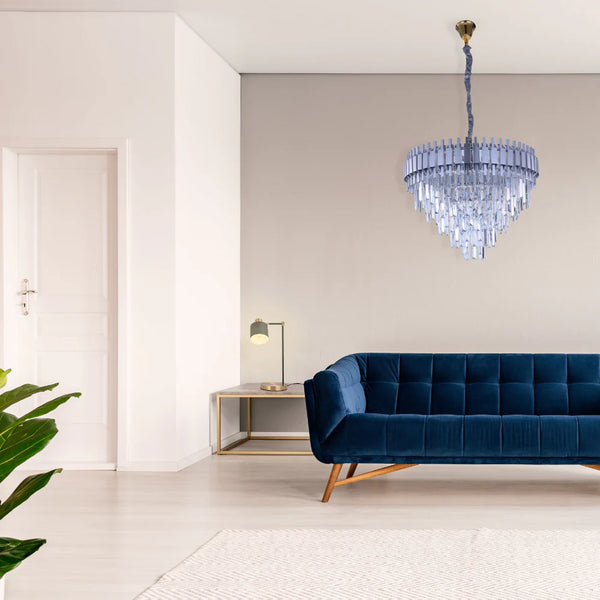 Metropolitan Square Beam Design Tiered Crystal Modern Chandelier Ceiling Light