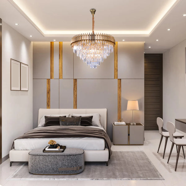 Metropolitan Square Beam Design Tiered Crystal Modern Chandelier Ceiling Light