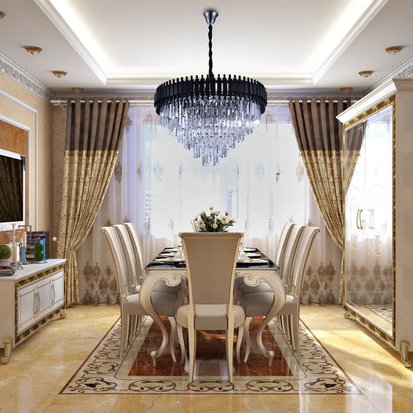 Metropolitan Square Beam Design Tiered Crystal Modern Chandelier Ceiling Light