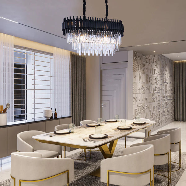 Metropolitan Square Beam Design Tiered Crystal Modern Chandelier Ceiling Light