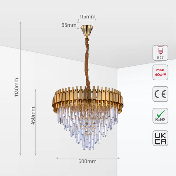 Metropolitan Square Beam Design Tiered Crystal Modern Chandelier Ceiling Light