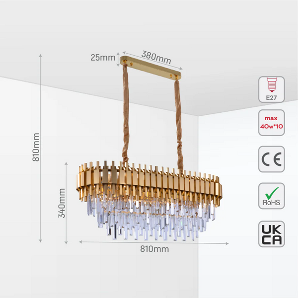 Metropolitan Square Beam Design Tiered Crystal Modern Chandelier Ceiling Light
