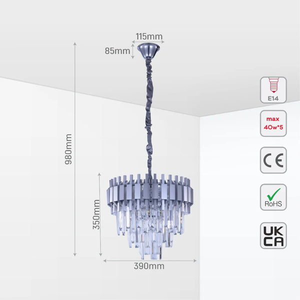 Metropolitan Square Beam Design Tiered Crystal Modern Chandelier Ceiling Light