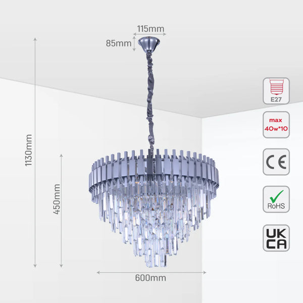Metropolitan Square Beam Design Tiered Crystal Modern Chandelier Ceiling Light