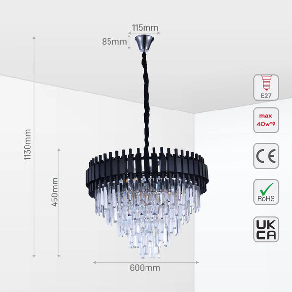 Metropolitan Square Beam Design Tiered Crystal Modern Chandelier Ceiling Light