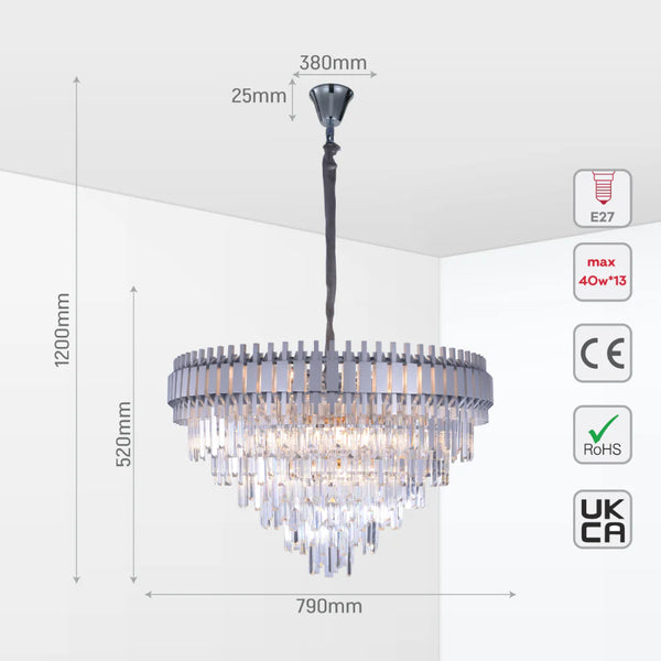 Metropolitan Square Beam Design Tiered Crystal Modern Chandelier Ceiling Light