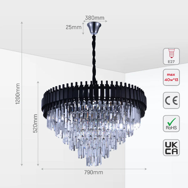 Metropolitan Square Beam Design Tiered Crystal Modern Chandelier Ceiling Light