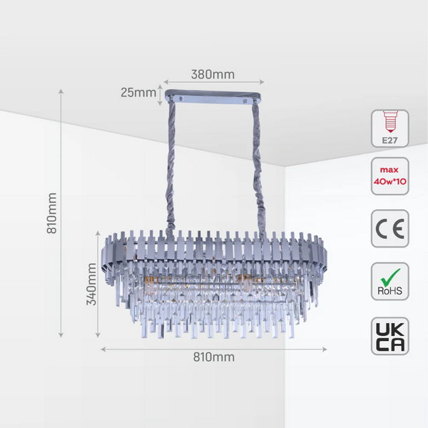 Metropolitan Square Beam Design Tiered Crystal Modern Chandelier Ceiling Light