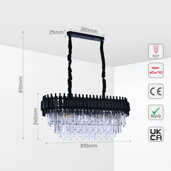 Metropolitan Square Beam Design Tiered Crystal Modern Chandelier Ceiling Light