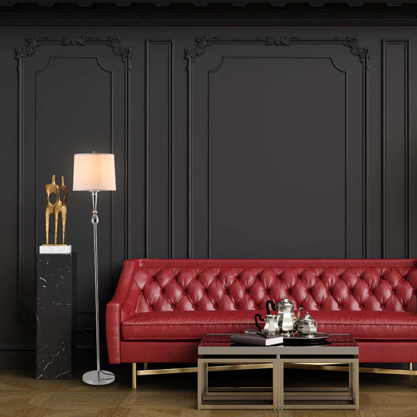 Mid-century Floor Lamp Nickel Flaxen