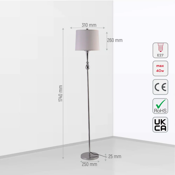 Mid-century Floor Lamp Nickel Flaxen