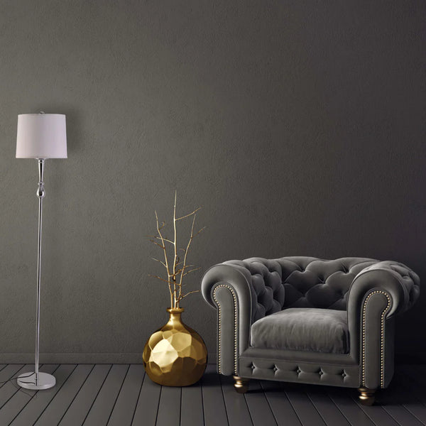 Mid-century Floor Lamp Nickel Flaxen