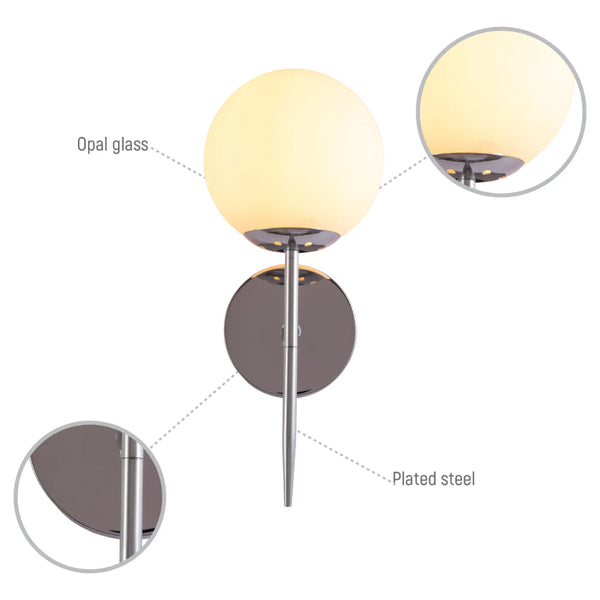 Mid-century Nordic Globe Sconce Modern Wall Light