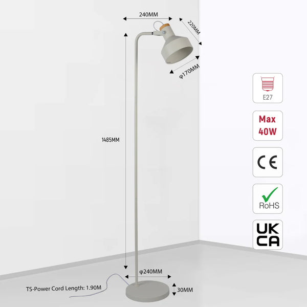 Minimalist Adjustable Floor Lamp with Wooden Accent