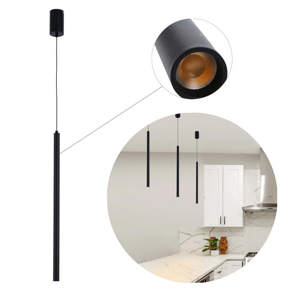 Slim Cylindrical Pendant Light - 5W, 4000K Cool White, IP20