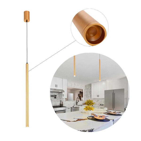 Slim Cylindrical Pendant Light - 5W, 4000K Cool White, IP20