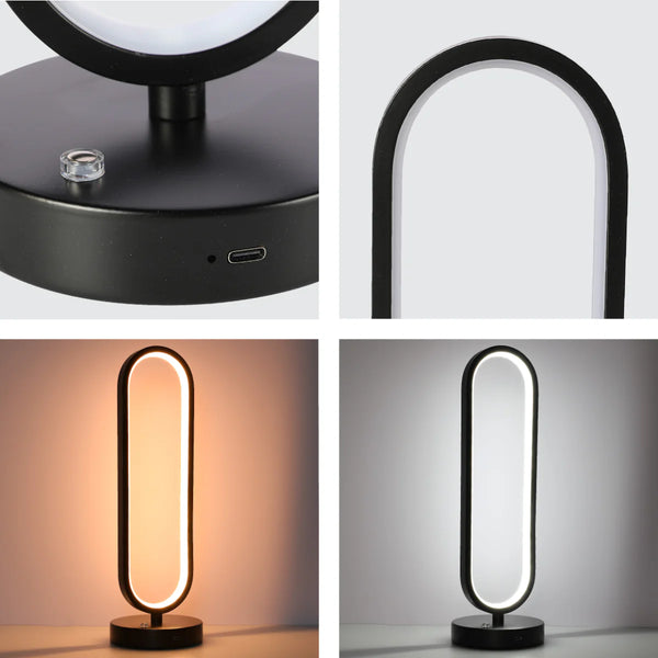Minimalist Oval Table Lamp with 3 CCT LED - Black Finish