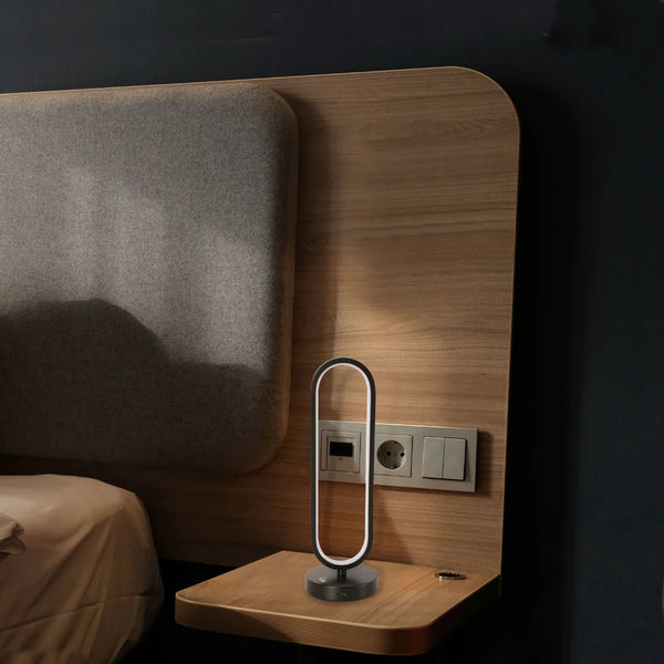 Minimalist Oval Table Lamp with 3 CCT LED - Black Finish