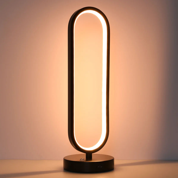 Minimalist Oval Table Lamp with 3 CCT LED - Black Finish