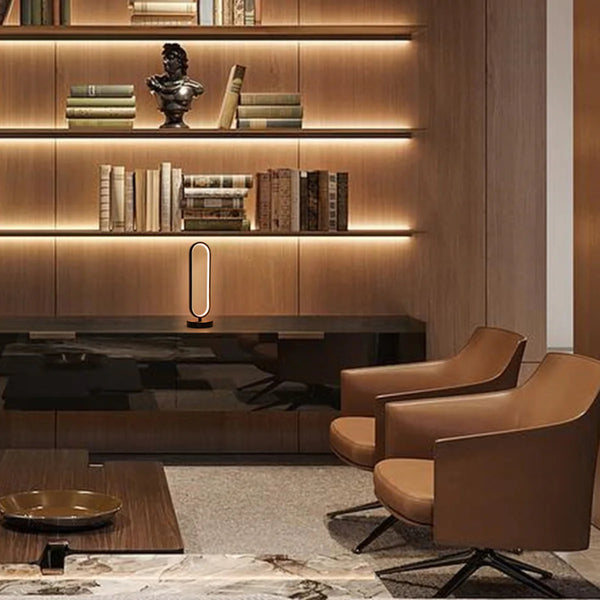 Minimalist Oval Table Lamp with 3 CCT LED - Black Finish