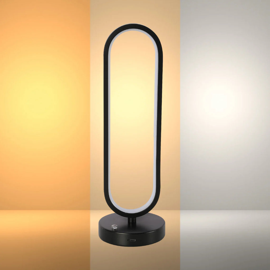 Minimalist Oval Table Lamp with 3 CCT LED - Black Finish