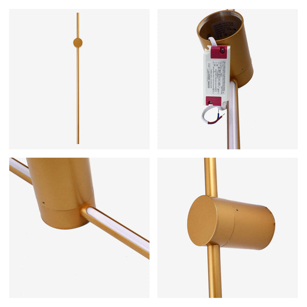 Minimalist Rod Wall Light in Black or Gold with Integrated LED