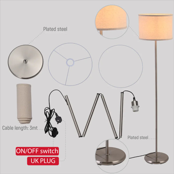 Minimalist Floor Lamp Nickel Flaxen