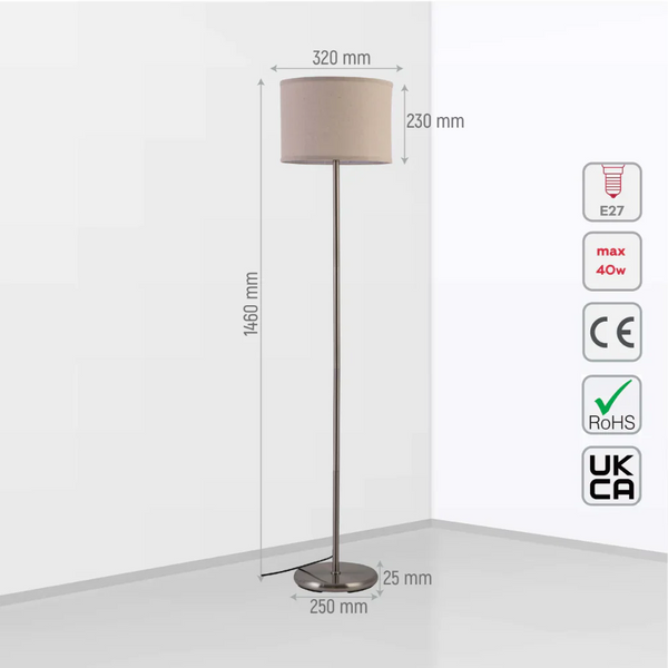 Minimalist Floor Lamp Nickel Flaxen