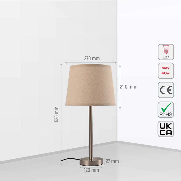 Minimalist Table Lamp Nickel Flaxen