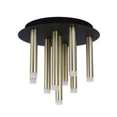 Modern 9-Light Gold Cylinder Ceiling Light with Frosted Diffusers
