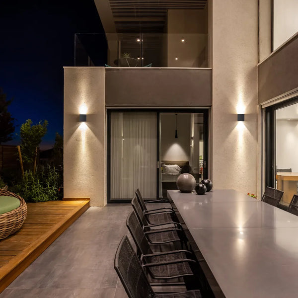 Modern Cube LED Wall Light, Dual Beam IP54, 2x3W 3000K Warm White Outdoor & Indoor Lighting