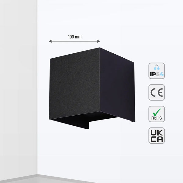 Modern Cube LED Wall Light, Dual Beam IP54, 2x3W 3000K Warm White Outdoor & Indoor Lighting