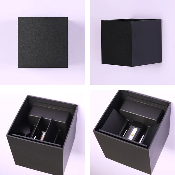 Modern Cube LED Wall Light, Dual Beam IP54, 2x3W 3000K Warm White Outdoor & Indoor Lighting