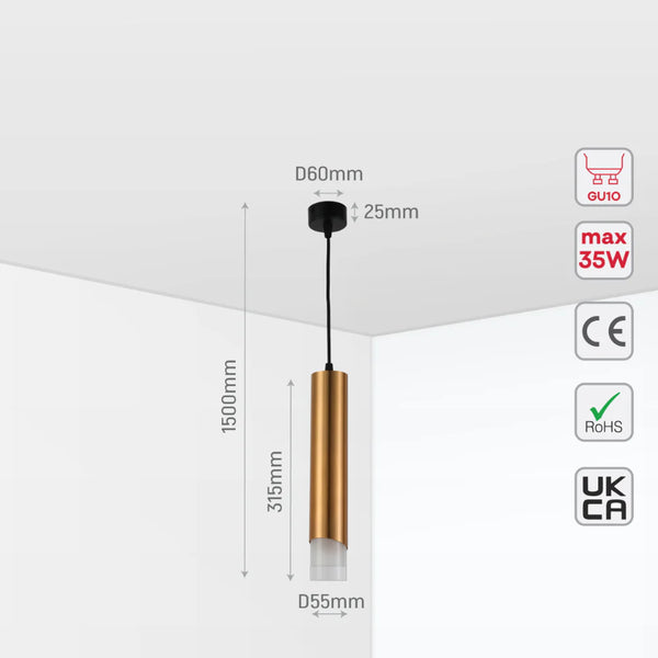 Modern Cylinder Pendant Downlight with PMMA Diffuser GU10