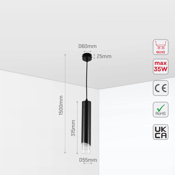 Modern Cylinder Pendant Downlight with PMMA Diffuser GU10