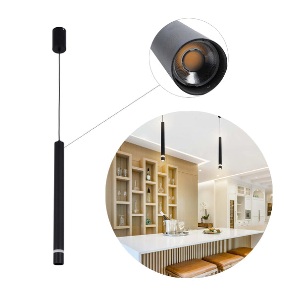 Slim Cylindrical LED Pendant Light - 7W, 4000K Cool White, IP20