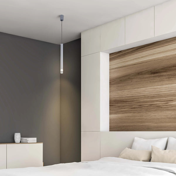 Slim Cylindrical LED Pendant Light - 7W, 4000K Cool White, IP20