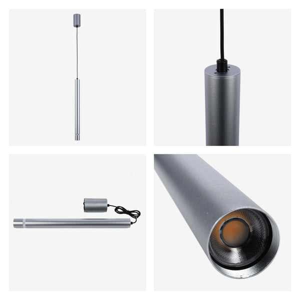 Slim Cylindrical LED Pendant Light - 7W, 4000K Cool White, IP20