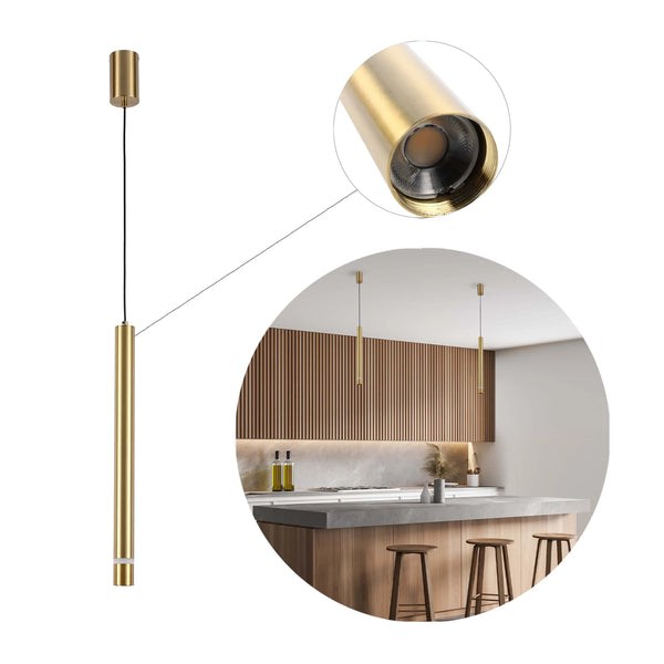 Slim Cylindrical LED Pendant Light - 7W, 4000K Cool White, IP20