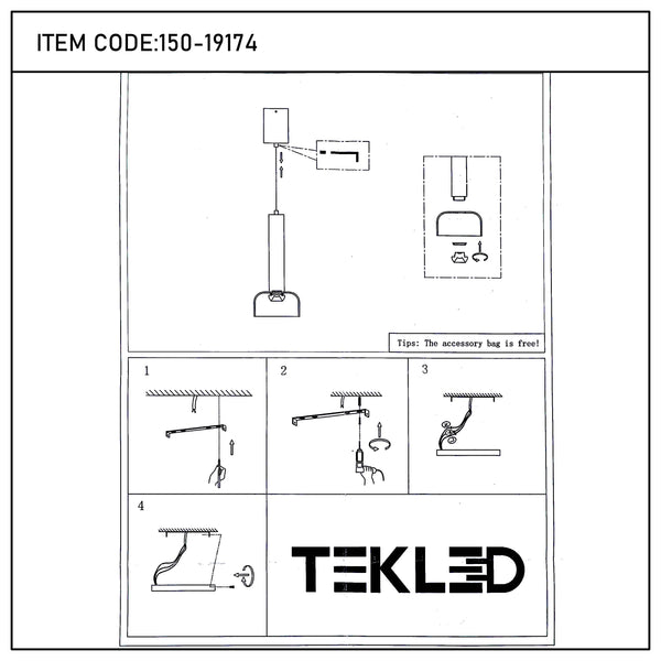 Minimalist Cylindrical LED Pendant Light - 8W, 3CCT, 340mm Length