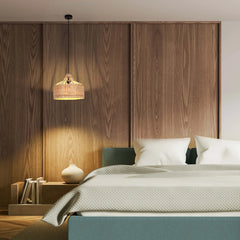 Woven Rattan & Bamboo Pendant Light - E27 Fitting, 40W Max, Dimmable
