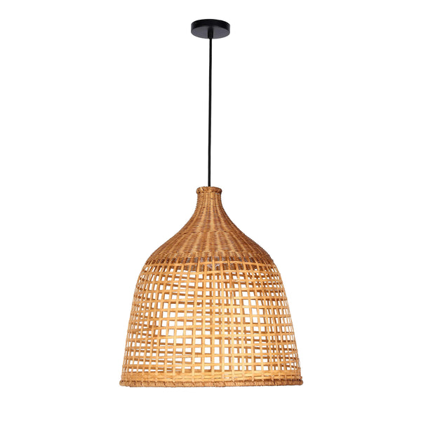 Woven Rattan & Bamboo Pendant Light - E27 Fitting, 40W Max, Dimmable