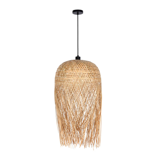 Woven Rattan & Bamboo Pendant Light - E27 Fitting, 40W Max, Dimmable