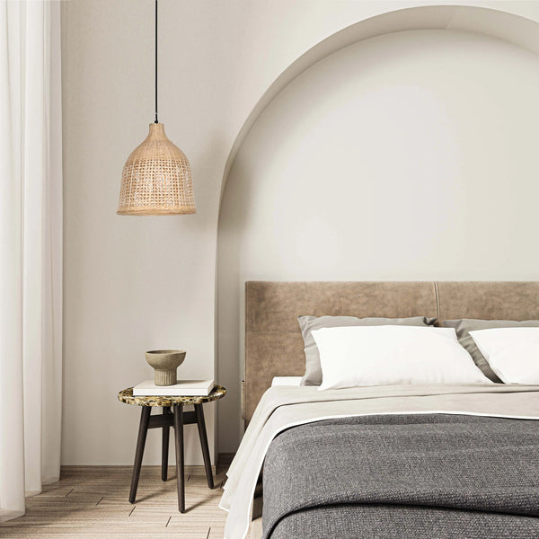 Woven Rattan & Bamboo Pendant Light - E27 Fitting, 40W Max, Dimmable