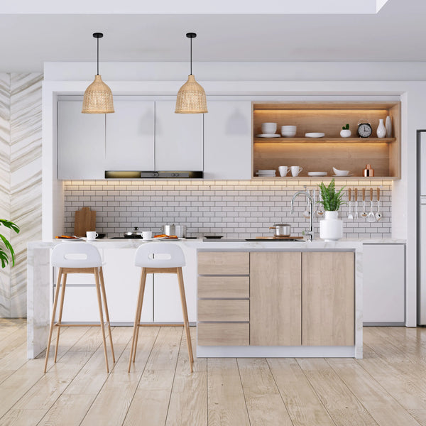 Woven Rattan & Bamboo Pendant Light - E27 Fitting, 40W Max, Dimmable