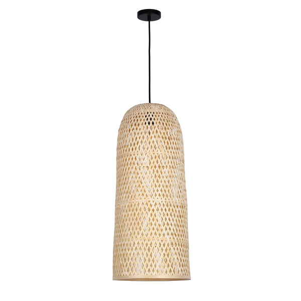 Woven Rattan & Bamboo Pendant Light - E27 Fitting, 40W Max, Dimmable