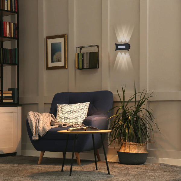 Modern Decorative Up Down LED Wall Light Black 4000K 12W